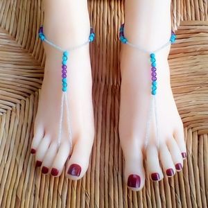Purple and Blue Barefoot Sandals